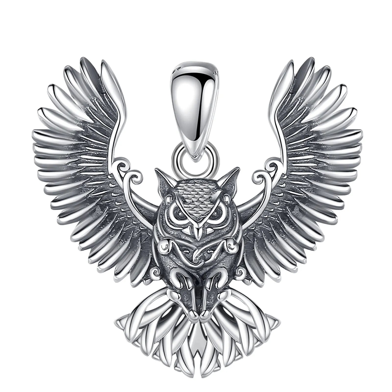 Eudora 925 Sterling Silver Cool Owl Necklace for Women Man Vintage Hip Hop Owl Amulet Pendant Personality Jewelry Party Gift