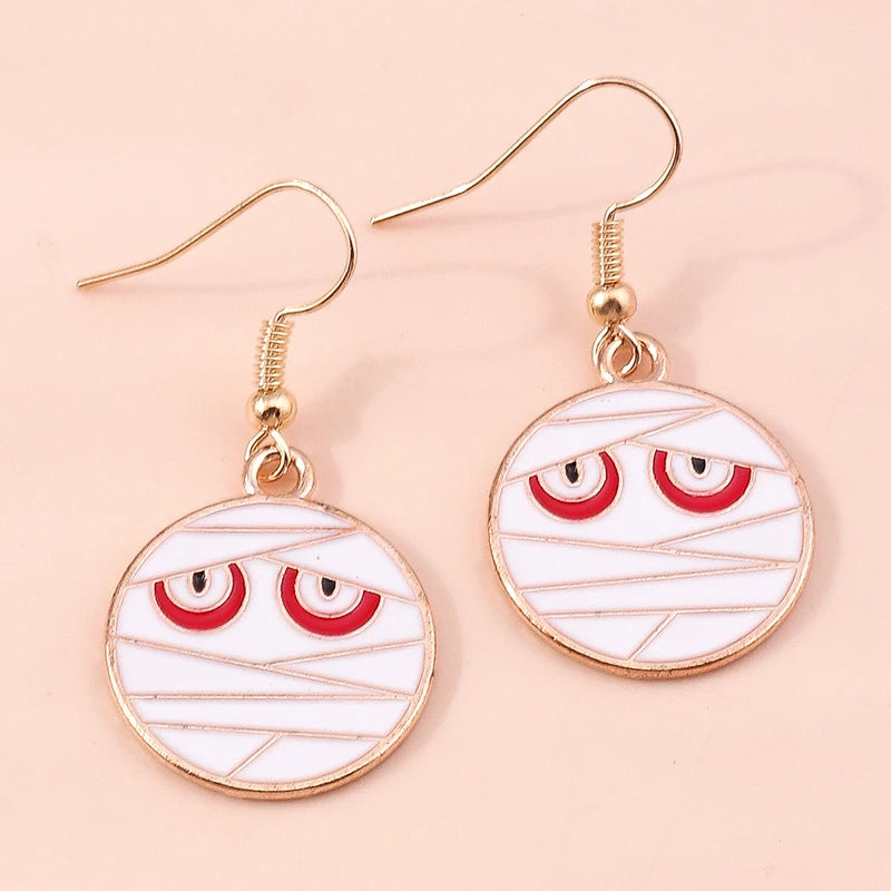 Aihua Fashion Halloween Earrings Enamel Ghost Pumpkin Skeleton Mummy Bat Drop Earrings For Women Halloween Night Party Jewelry - Charlie Dolly