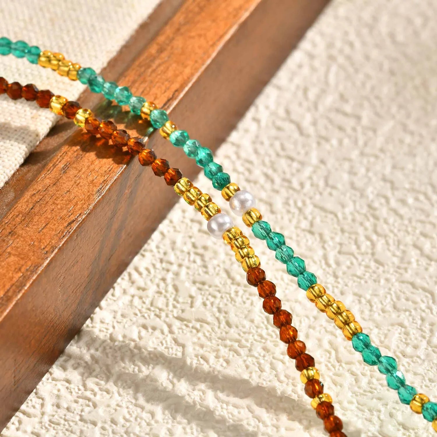 Beaded Choker Necklace for Women, 18K Gold Plated Boho Colorful Natural Stone Beads Chain Necklace stackable Handmade Jewelry