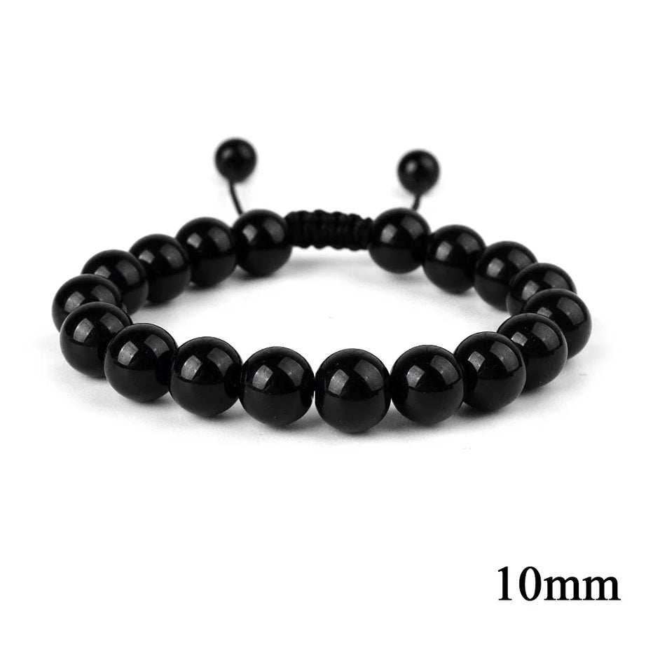 Natural Stone Beaded Bracelet — Tiger Eye, Agate & Lava