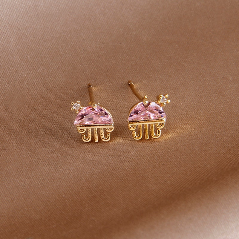 Sight Cute Jellyfish Earrings  Fashion Brand Jewelry Delicate Crystal Ocean Animal Stud Earrings for Women Gift - Charlie Dolly