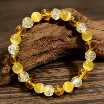 Natural Tiger Eye And Yellow Agate Boho Bracelet Handmade Spiritual Protection Jewelry Good Luck Wealth Amulet For Healing