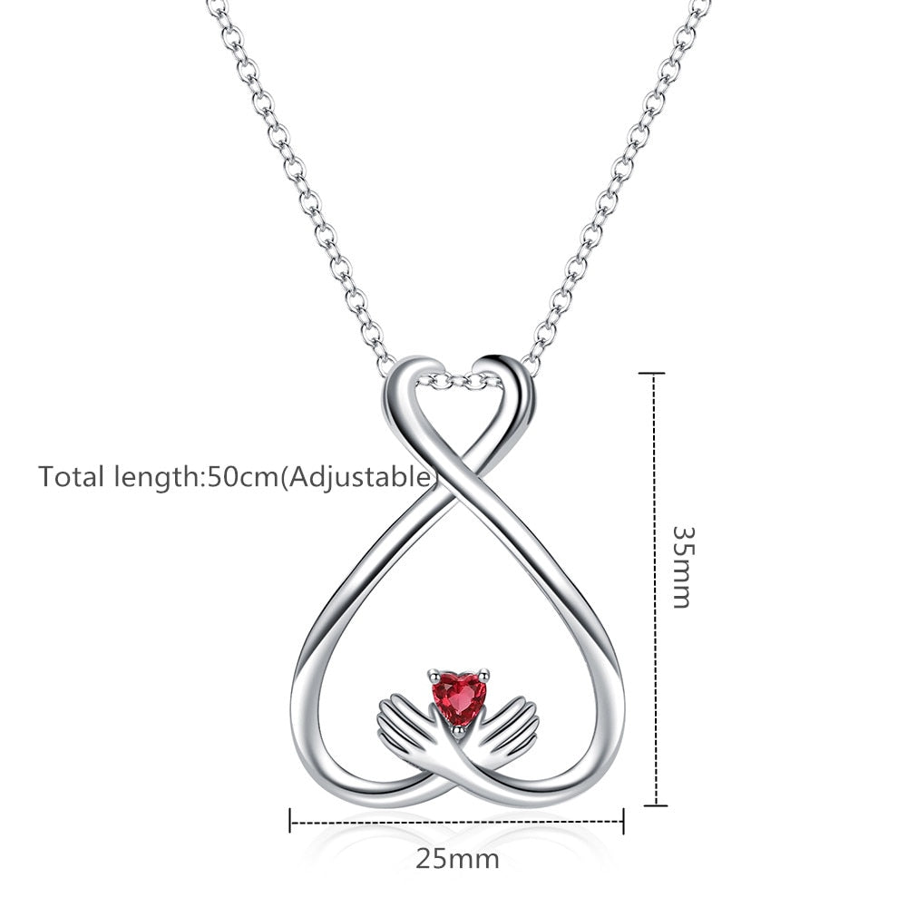 Slovecabin Silver 925 Ring Holder Necklace Birthstone Hug Pendant Adjustable Link Chain Collar Women Fine Jewelry Making - Charlie Dolly