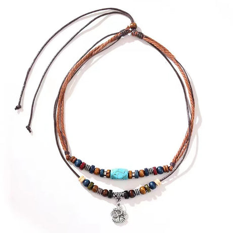 Braided Leather Cross Teeth Pendant Necklace Jewelry