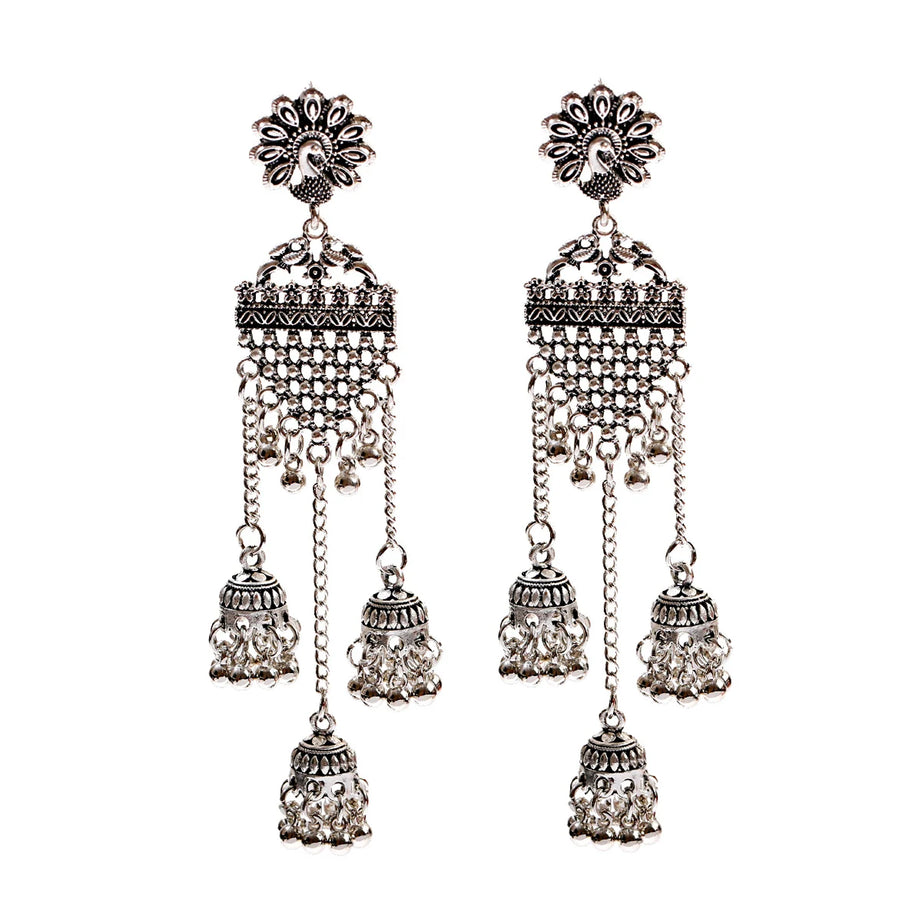 الهندي Jhumka أقراط الذهب الشظية اللون أجراس كبيرة قطرة طويلة شرابة القرط للنساء بوهو الغجر مجوهرات هدية