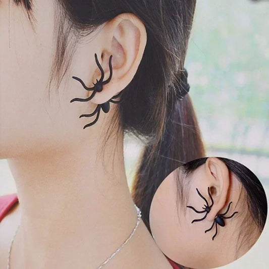 3D Punk Style Black Spider Halloween Animal Stud Earrings Vintage Fashion Jewelry Gifts Fashion Accessories for Women Gifts