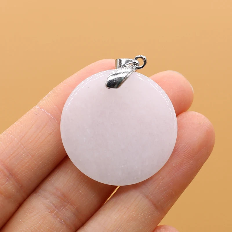 Natural Stone Agates Pendants Big Round Lapis lazuli Tiger Eye Charmsfor Jewelry Making Diy earring necklace accessories