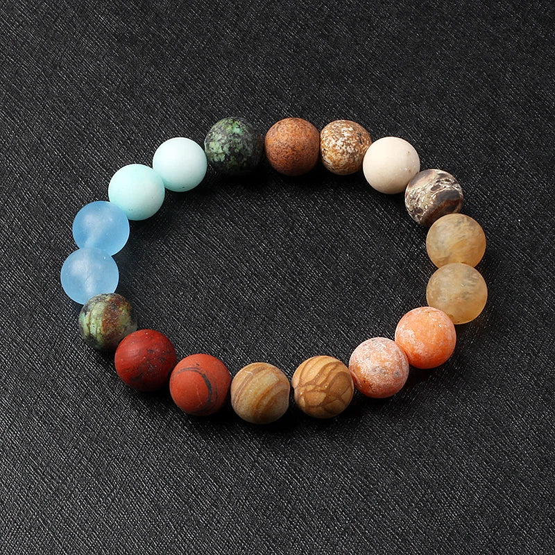 Galaxy Solar System Bracelet Men Universe Nine Planets Natural Stone Stars Earth Moon Bracelets for Women Fashion Couple Jewelry