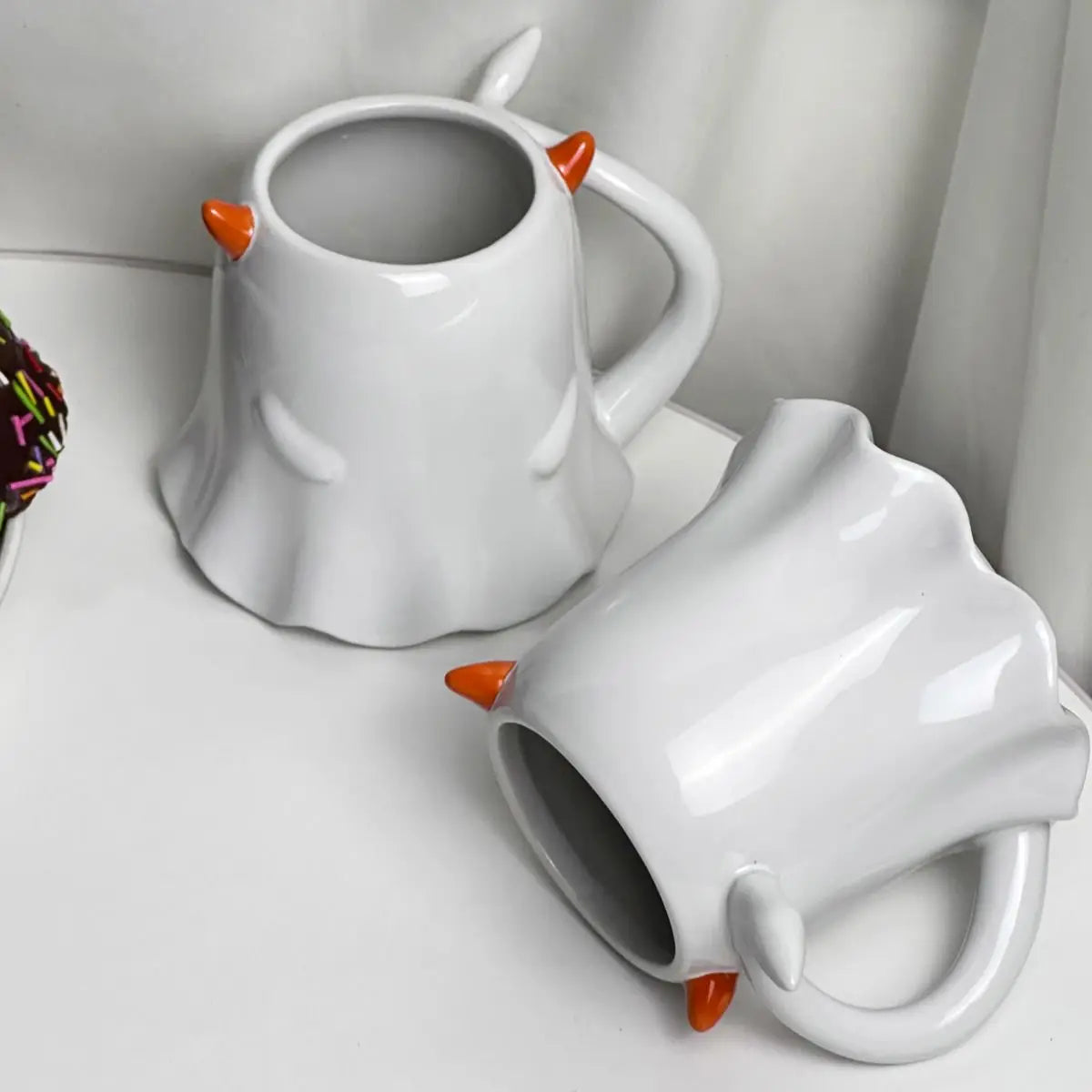 Halloween Cute Funny Little Ghost Water  Mug Embossed Ceramic Cup Design Sense Minority Creative Pumpkin Cups - Charlie Dolly