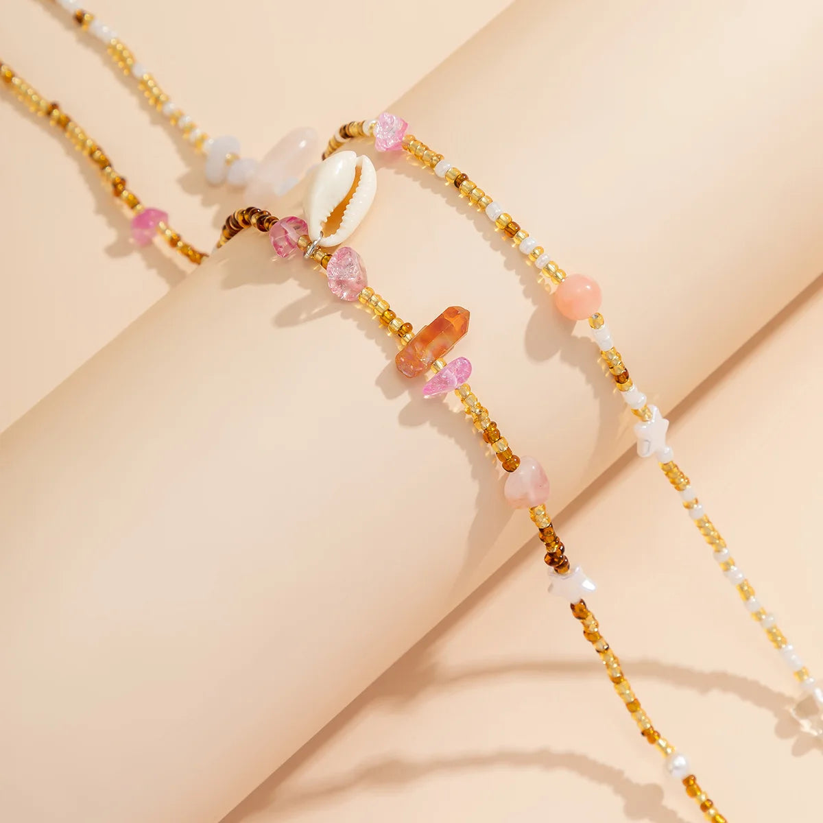 European American Sexy Handmade Colour Beads Shell Waist Belly Belt Chain Irregular Natural Stone Belly Chains Boho Body Jewelry