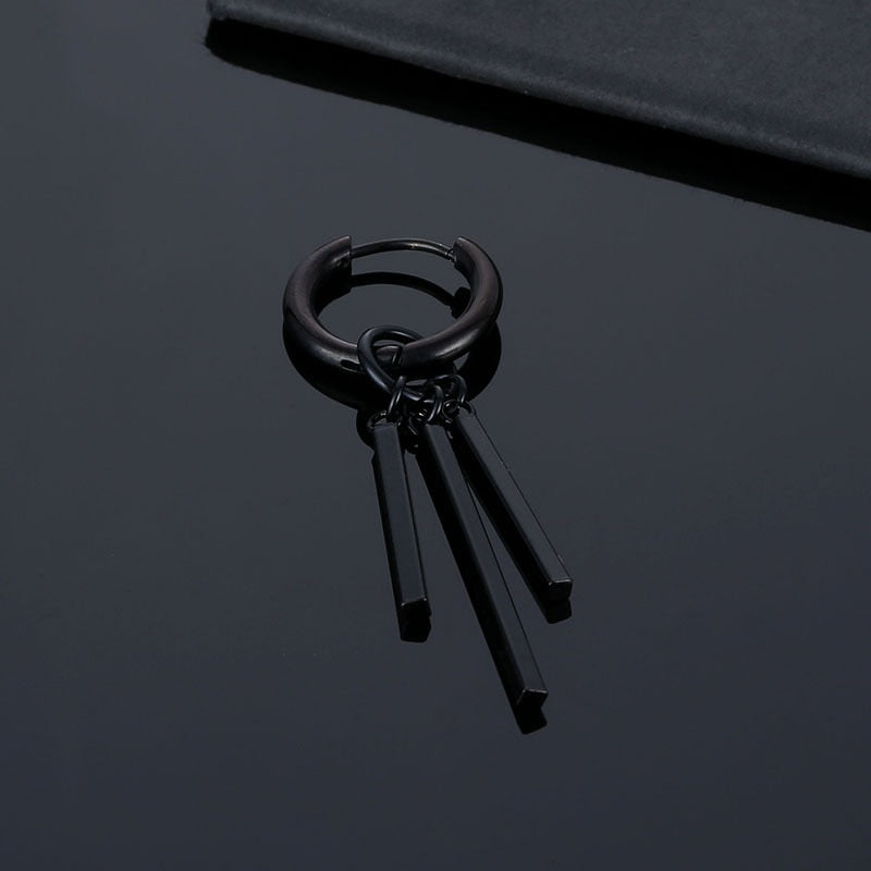 Fashion Gothic Street Hip Hop Stick Stainless Steel Black Drop Earrings For Women Men Ear Jewelry Pendant Cool Eardrop Zoro - Charlie Dolly