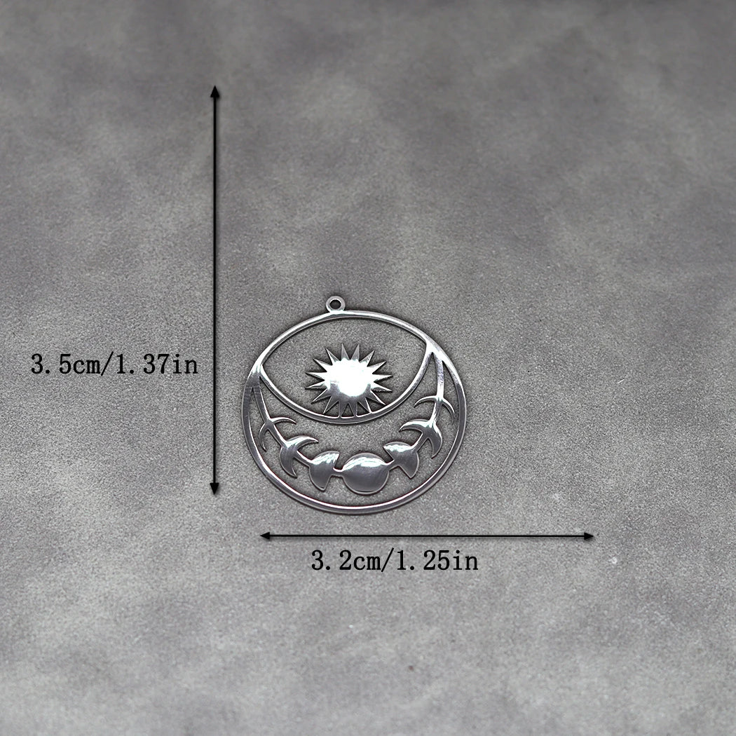 3pcs Sun Moon Phase Stainless Steel Pendant Charms For Jewelry Making DIY Craft Earrings Necklace Women Findings Accessory