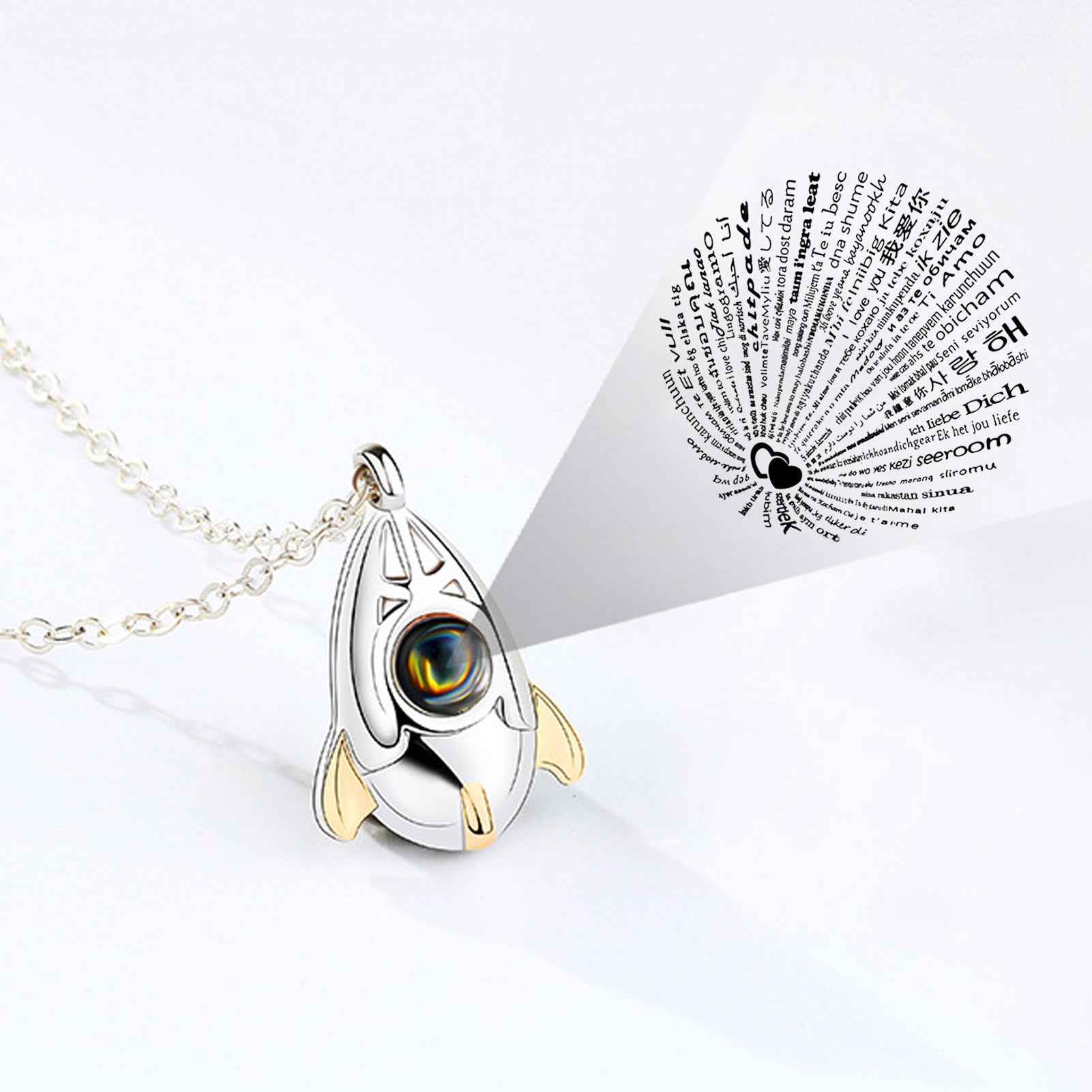 I Love You Necklace 100 Languages Projection Necklace With Picture Inside Pendant Necklace For Mom And Lover Romantic Gifts For - Charlie Dolly