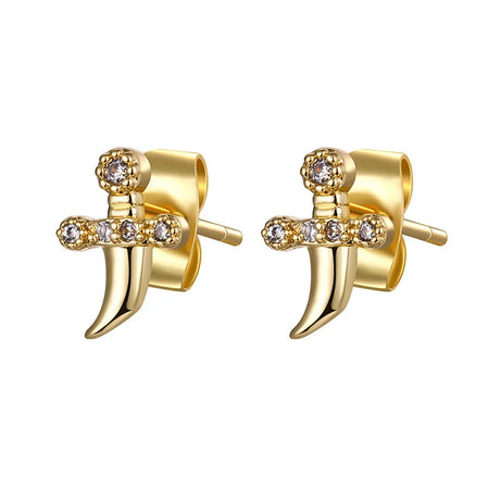 Gold Plated Cubic Zirconia Stud Earrings Jewelry
