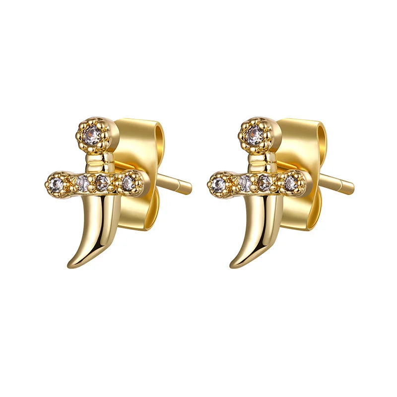 CRMYA Unique gold-plated CZ Stud Earrings For Women Cubic Zirconia Pendientes Boho Luxury Fashion Jewelry