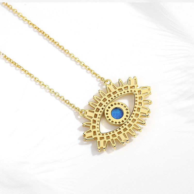 KALETINE 925 Sterling Silver Evil Eye Necklaces Women Gift Crystal CZ Lucky Turkish Blue Eye CZ Necklace Fine Turkey Jewelry - Charlie Dolly