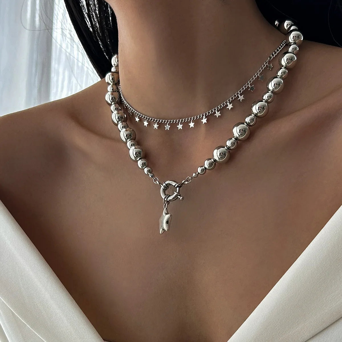 Woven Bead Star Tassel Pendant Necklace Jewelry