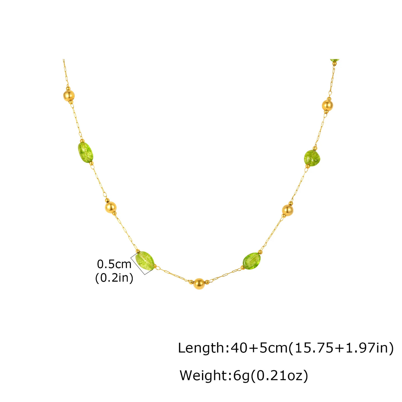Vnox Stainless Steel Natural Green Stones Spacer Bead Thin Chain Bracelet Summer Boho Seaside Vacation Choker Bracelet Jewelry - Charlie Dolly