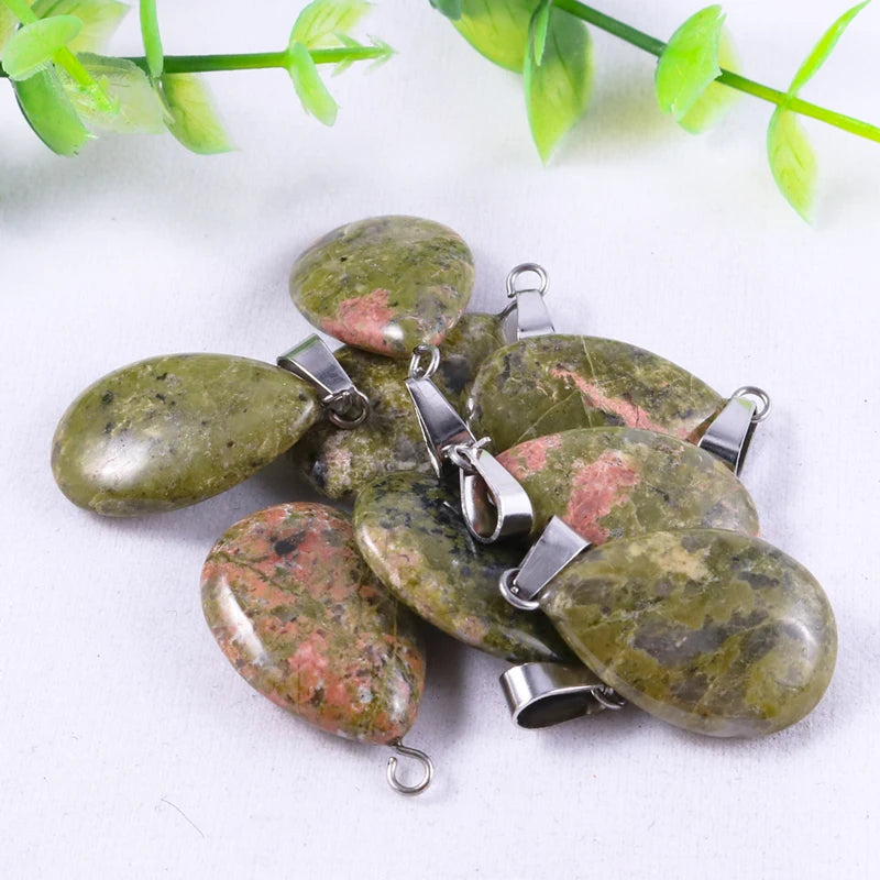 50pcs Natural Stone Waterdrop Pendants Crystal Amethysts Lapis Lazuli Healing Charms Tear Beads For Jewelry Making Earring Gems