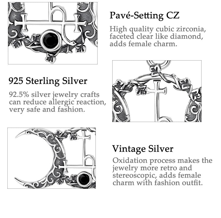 Eudora 925 Sterling Silver Lilith Sigil Necklace Vintage Triple Moon Goddess Amulet Pendant Personality Jewelry Party Gift