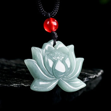 Myanmar Jadeite Lotus Pendant Necklace Fashion Accessories Talismans Natural Gemstone Burmese Jade Carved Amulet Luxury