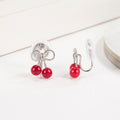 CIAXY Silver Color Cute Simulation Red Cherry Earrings for Women Girl Student Fruit 1Pair Earring Gift aretes de mujer - Charlie Dolly