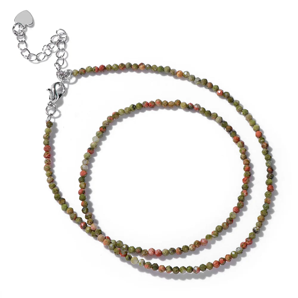 2mm Natural Stone Beads Necklace Handmade Mini lapis lazuli Amethysts Turquoises Beaded Necklaces for Women Boho Jewelry Gift