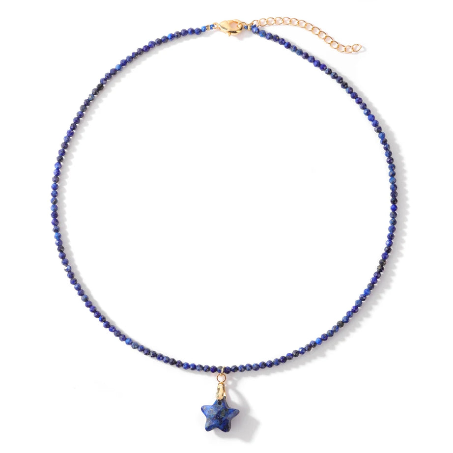 Fashion Boho Beads Necklace Star Shape Natural Stone lapis lazuli Tiger Eye Quartz Beaded Choker for Women Men Jewelry Gift - Charlie Dolly