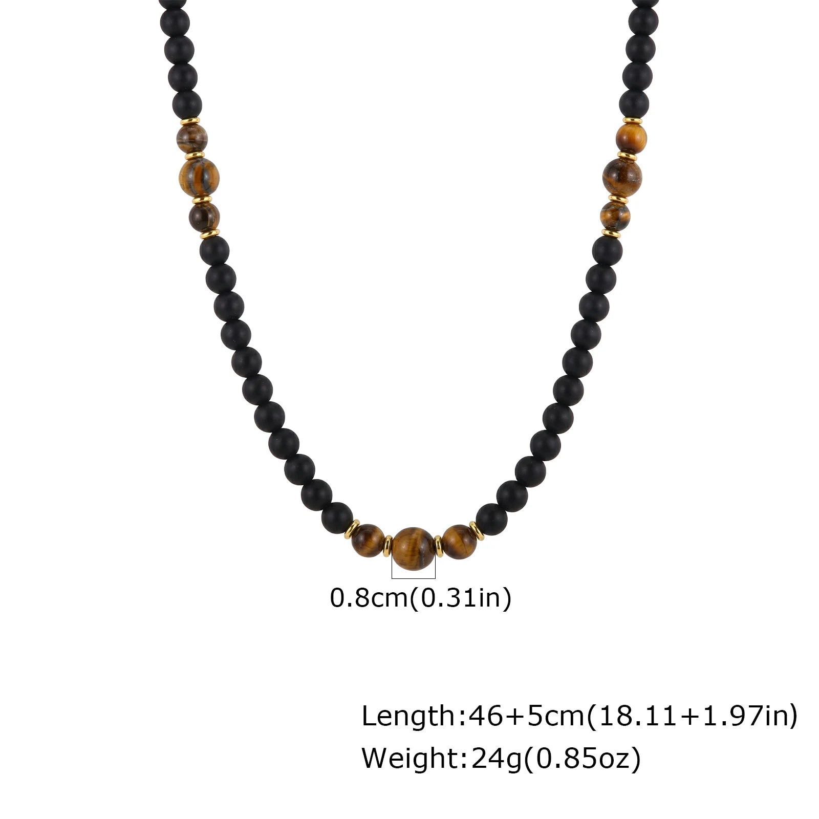 Retro Natural Stone Beads Necklace Tiger Eye Stone Stainless Steel Handmade Collar Necklace for Men Boho Trendy Jewelry Gifts