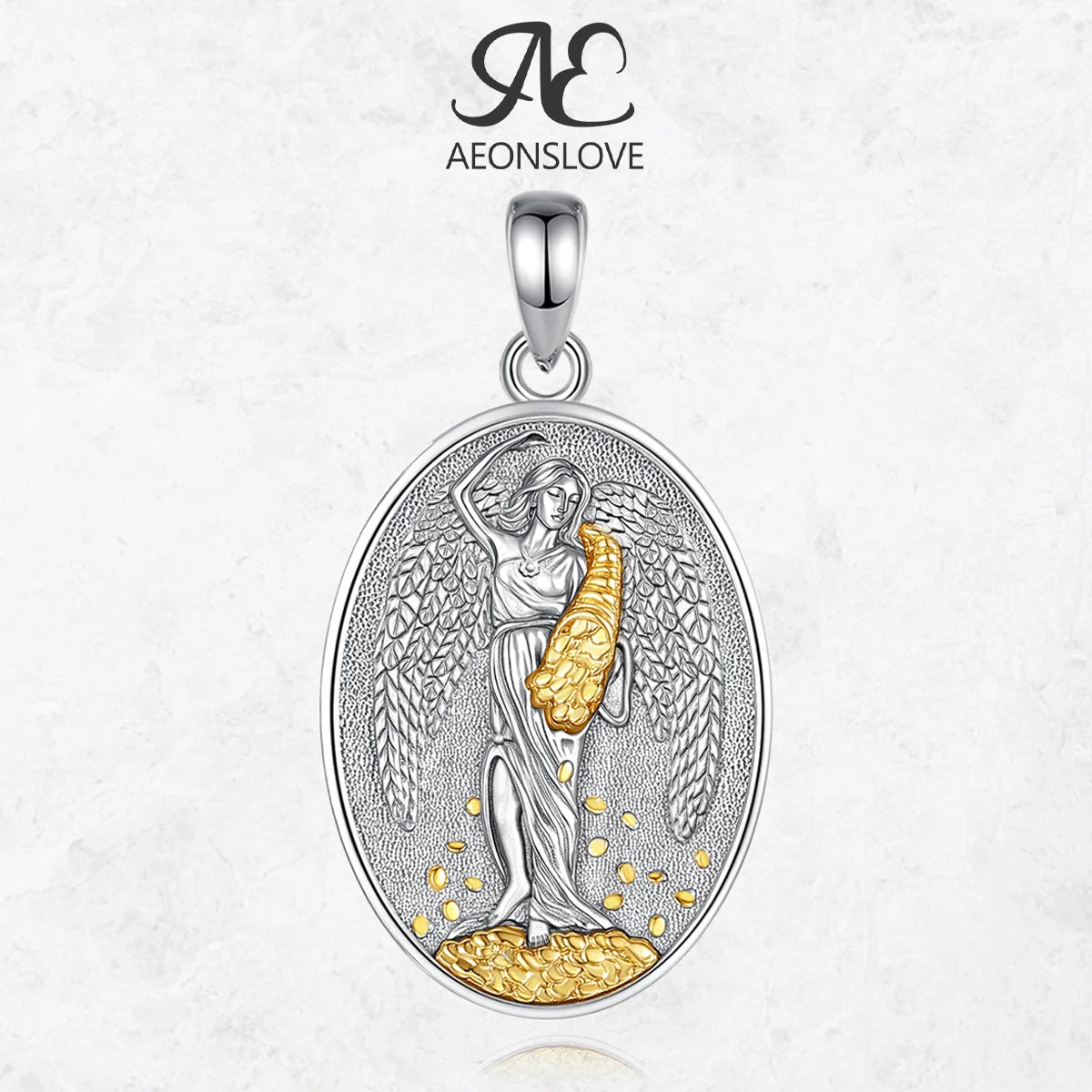 AEONSLOVE 925 Sterling Silver Goddess of Fortune Necklace Handmade Roman Goddess Pendant Mythology Jewelry Gift for Women Men