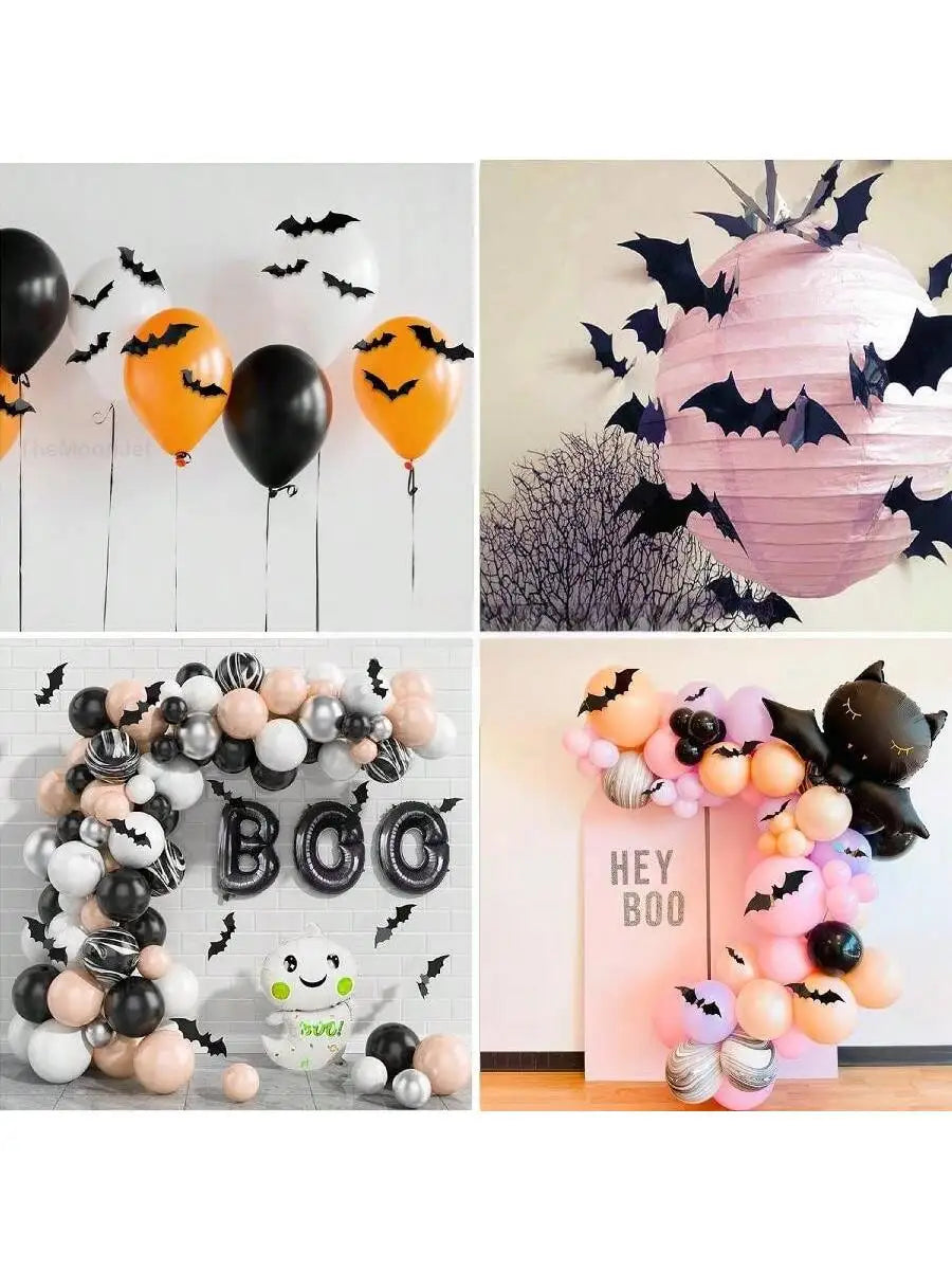 60pcs 3D Waterproof black Bats Wall Decor Halloween Decor - Charlie Dolly