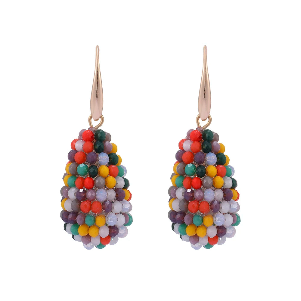 INKDEW Long Drop Earrings Beaded Multicolor Handmade Threading Crystal Big Earrings for Women Gift oorbellen Jewelry boho EA005