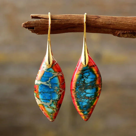 Natural Stone Geometric Pendant Earrings