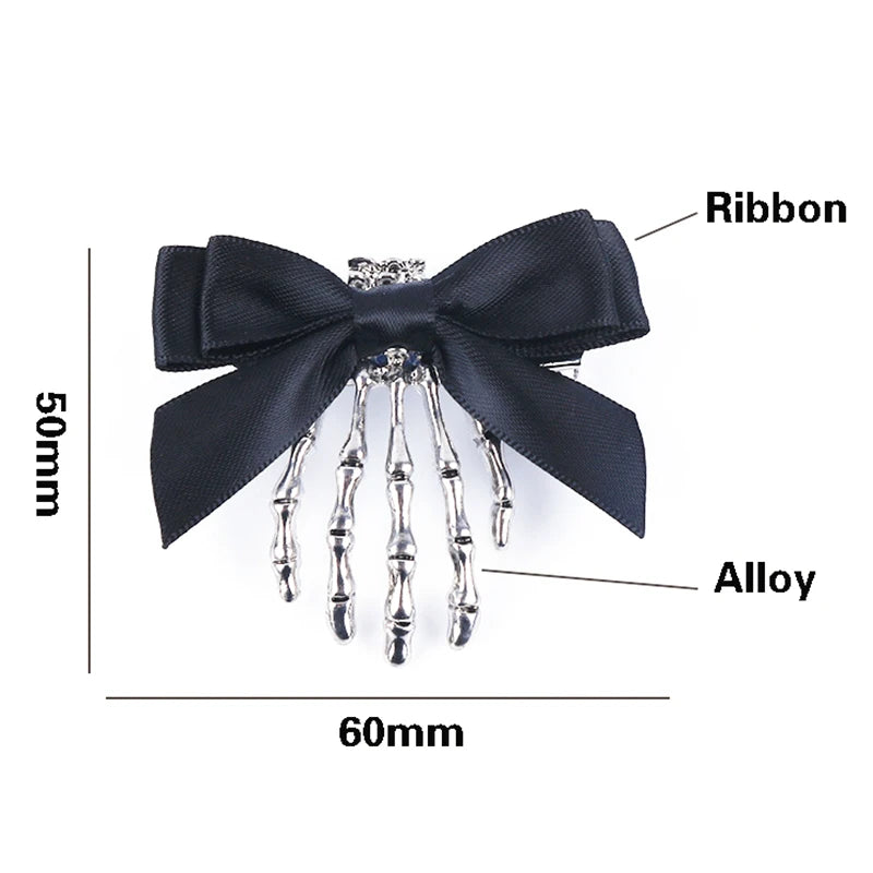 Halloween Bow Skull Clip Skeleton Ghost Hand Bone Hairpin Vintage Punk Gothic Personality Women Girls Hairclips Hair Accessories - Charlie Dolly
