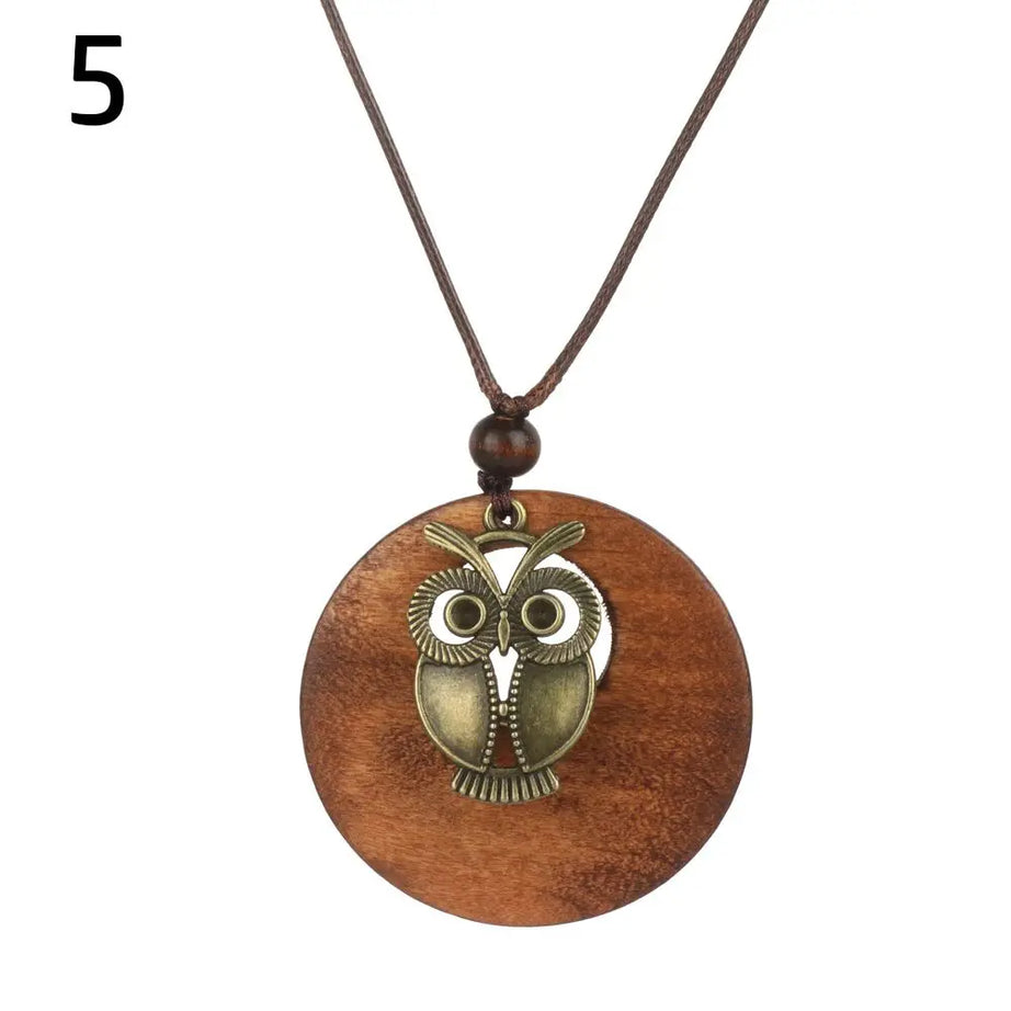 Nepal Wood Bead Tassel Sweater Chain Necklace Jewelry