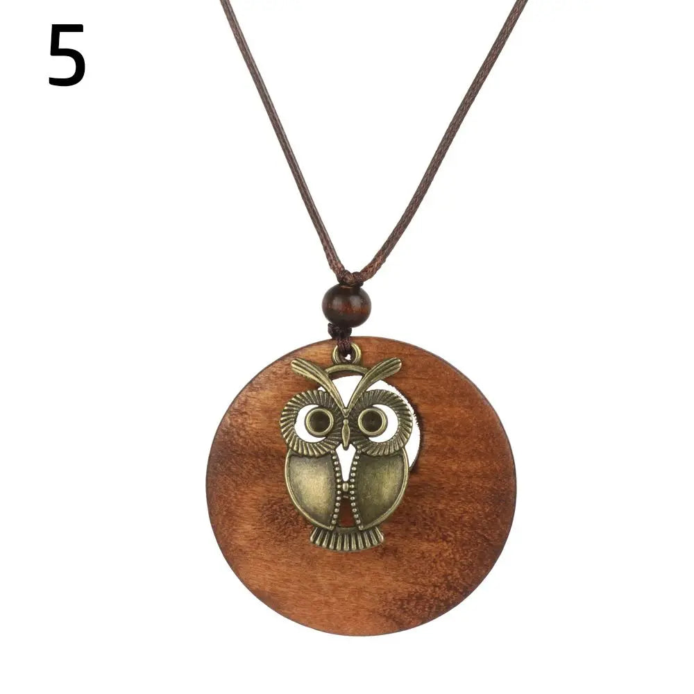 Nepal Wood Bead Tassel Sweater Chain Necklace Jewelry