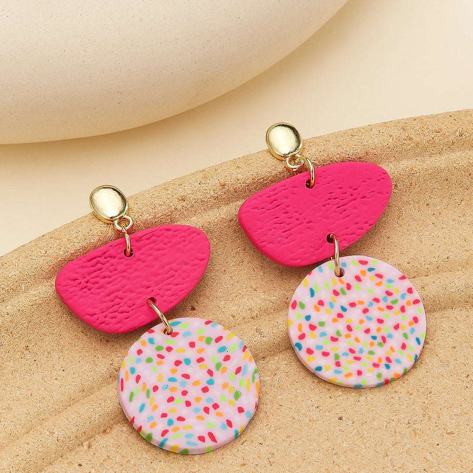 Polymer Clay Confetti Arch Statement Earrings Jewelry