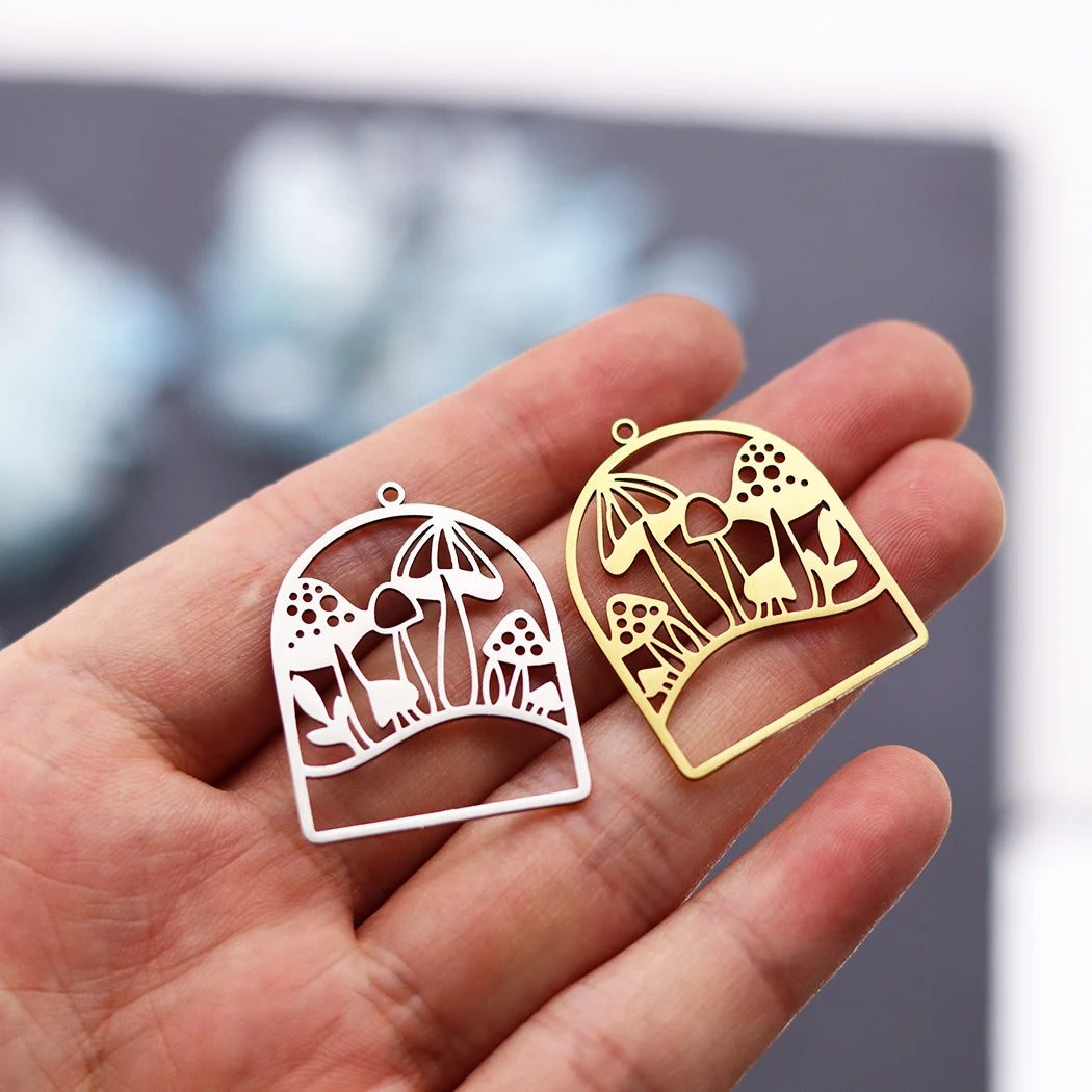 3pcs DIY Earrings Lotus Flower Yogo Buddha Stainless Steel Pendant Moon Charm For Jewelry Making Necklace Amulet Accessories