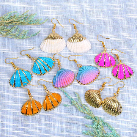 Natural Shell Scallop Drop Earrings Jewelry