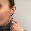 Burgundy Heart Pendant Cute Sweet Earrings For Women Simple Style Wholesale - Charlie Dolly