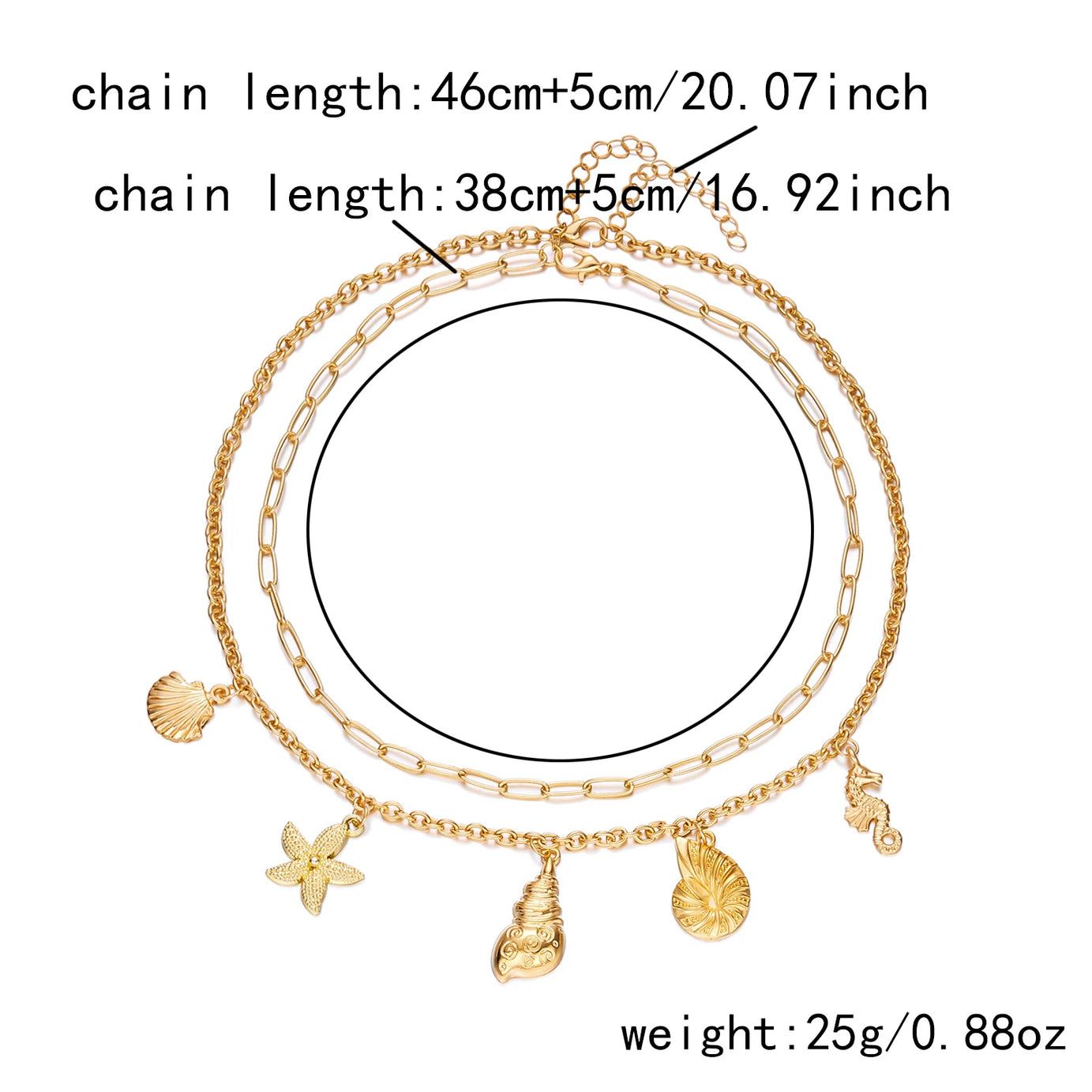 Shell, Starfish and Heart Bowknot Double Layer Choker