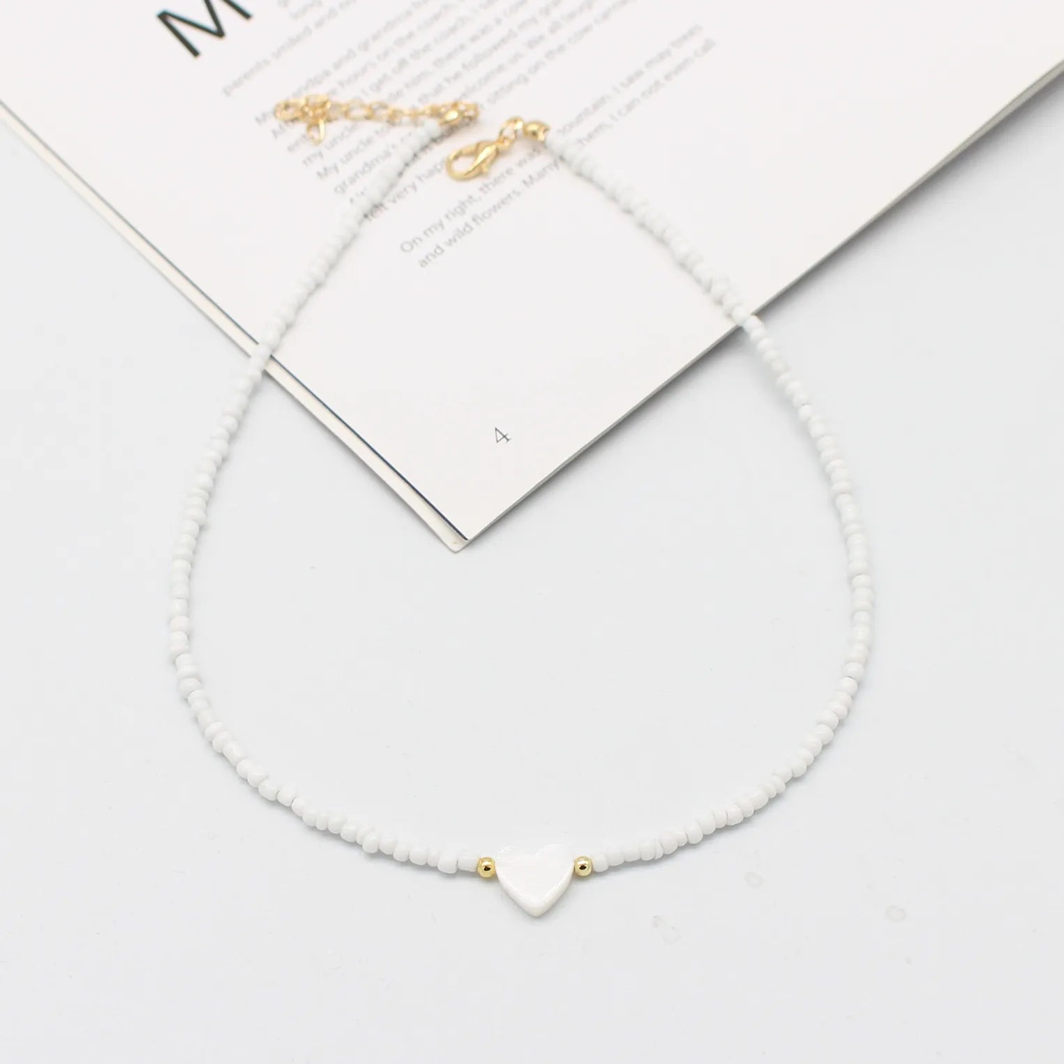 Boho Natural Shell Heart Simple Beads Necklace Fashion Sweet Neck Collar Choker Short Chain Handmade Collier Female Jewelry Gift