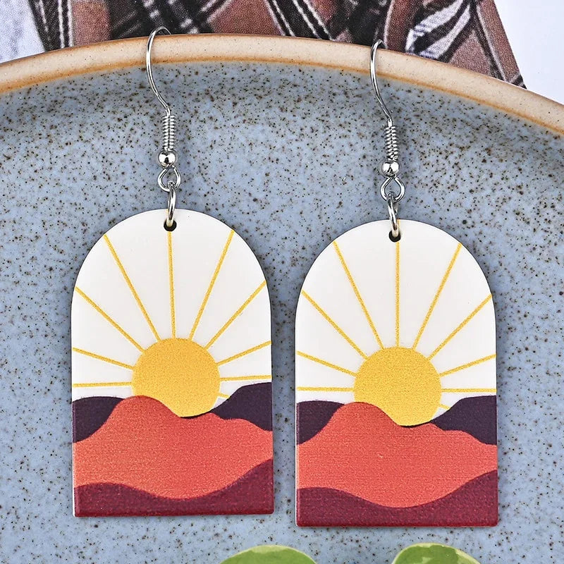 Japan Style Fashion Acrylic Tanjiro Earrings Demon Earrings Anime Cosplay Hanafuda Drop Long Earrings for Women Girls Jewelry - Charlie Dolly