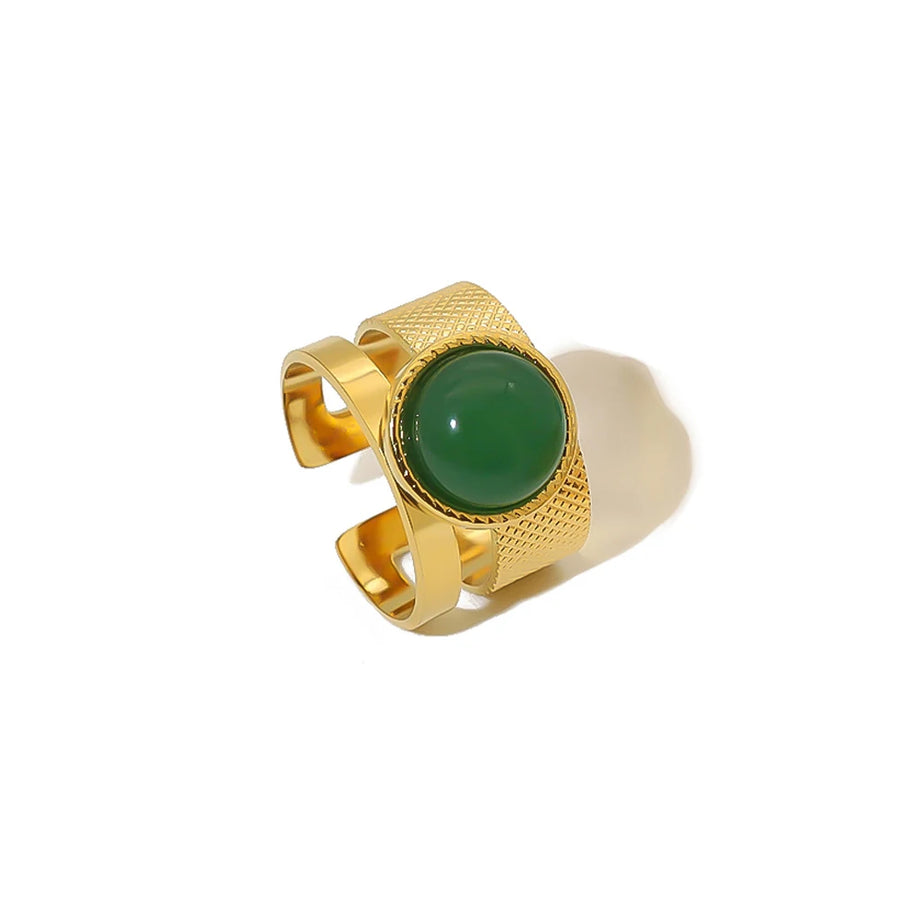 WILD & FREE Boho Stainless Steel Rings For Women Glamour Trendy Gold Color Inlaid Natural Stone Statement Jewelry - Charlie Dolly