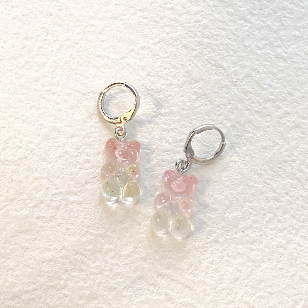 Cute Acrylic Candy Gummy Bear Dangle Earrings for Women Rainbow Bear CZ Hoop Earrings 2022 Korean Fashion Sweet Girl Jewelry - Charlie Dolly