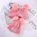 Barbie Parent-Child Baby Knitted Hat Soft Elastic Winter Protection Children Woolen Hats Cute Fur Ball Cotton Hat Pullover Gifts - Charlie Dolly