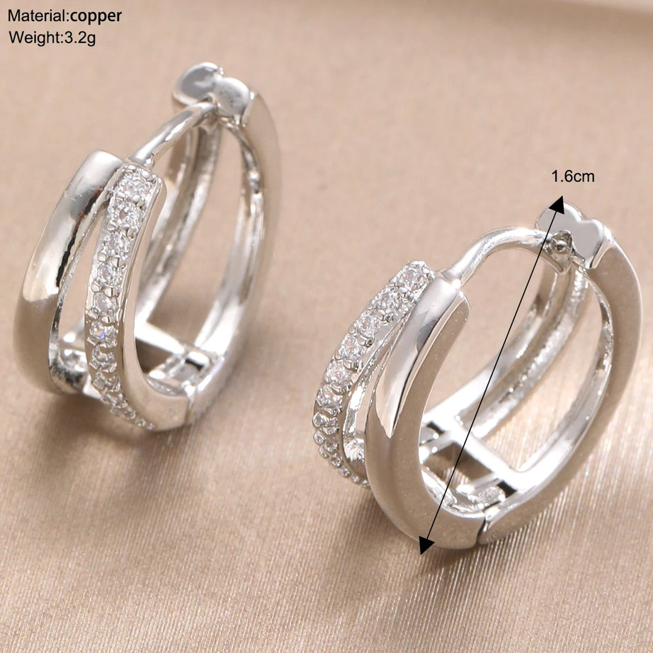 Gold Zircon Geometric Statement Hoop Earrings Jewelry