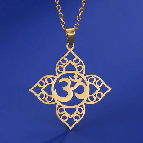 Lotus Mandala OM Symbol Spiritual Amulet Necklace