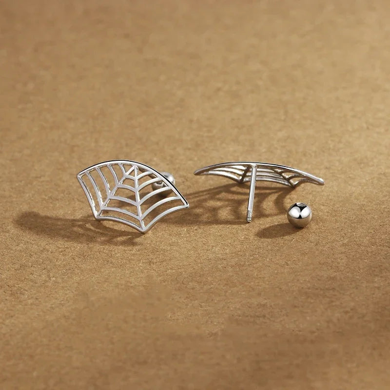 Gothic Spider Web Earring, Punk Tattoo Stud Earring for Halloween Witchy Silver Earring Jewelry Gifts - Charlie Dolly