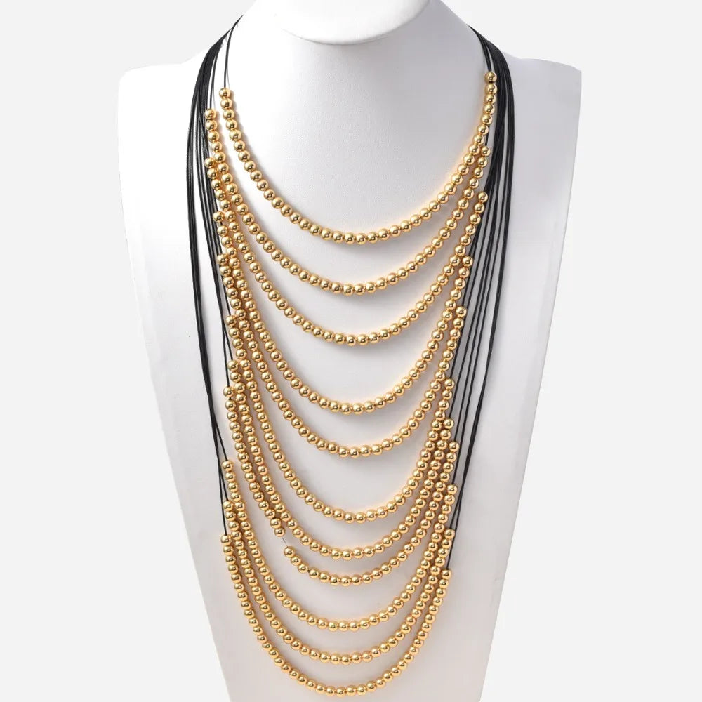 Pearl Waterfall Layered Tassel Necklace Jewelry